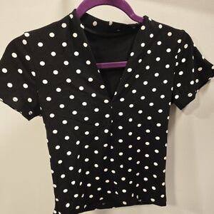 Black and White Polka Dot Women's Top
